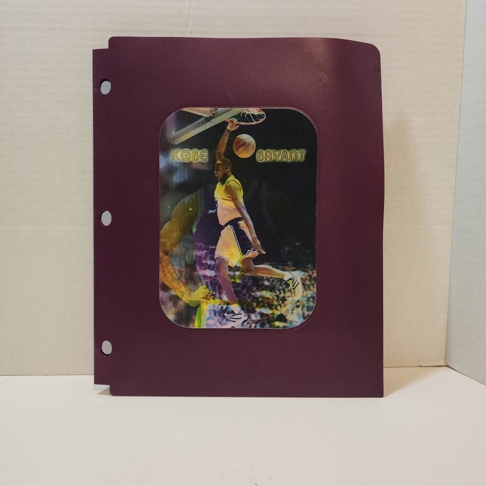 Rare 3-D Kobe Bryant School Folder Cool Moves Plastic 3 Ring Item #55002 Purple